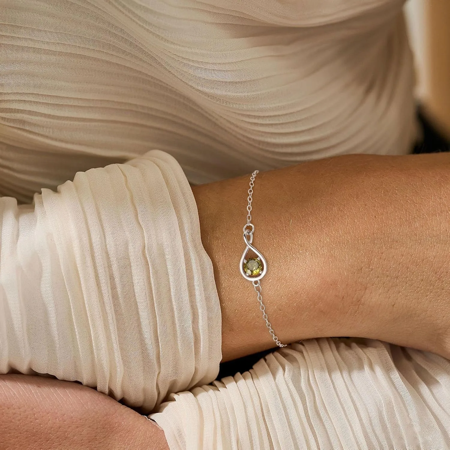 JSJOY Infinity Birthstone Bracelets for Women Unique Birthday Christmas Gifts for Women Mom Dainty Gold Silver Birthstone Bracelet Wedding Gifts