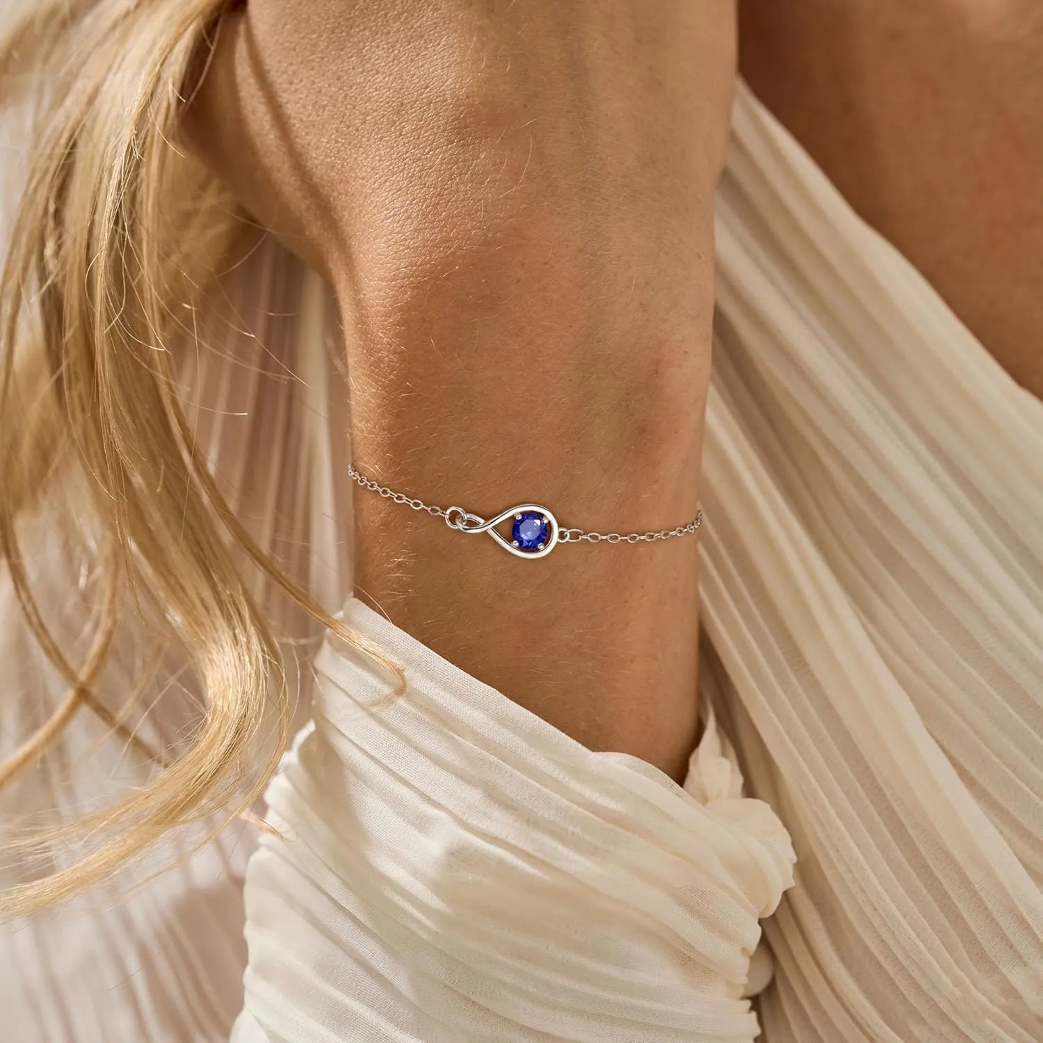 JSJOY Infinity Birthstone Bracelets for Women Unique Birthday Christmas Gifts for Women Mom Dainty Gold Silver Birthstone Bracelet Wedding Gifts