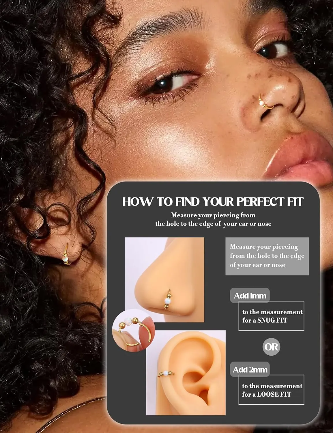 Jstyle 16G/18G/20G Surgical Steel Nose Rings Hoops Women Hypoallergenic Septum Rings Hinged Clicker for Helix Daith Tragus Rook Conch Lip Ring Hoop Cartilage Earring Body Piercing Jewelry 8mm/10mm