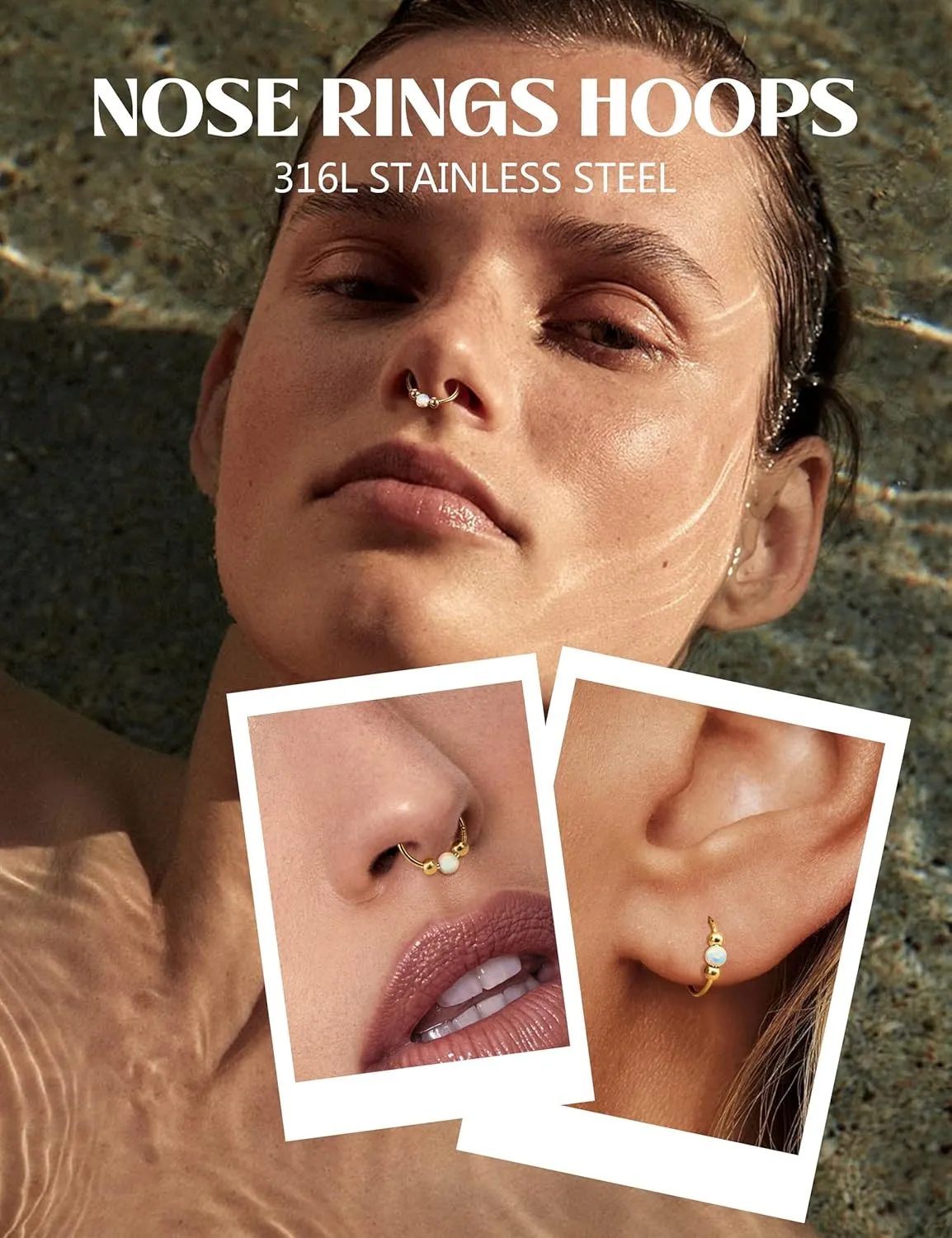 Jstyle 16G/18G/20G Surgical Steel Nose Rings Hoops Women Hypoallergenic Septum Rings Hinged Clicker for Helix Daith Tragus Rook Conch Lip Ring Hoop Cartilage Earring Body Piercing Jewelry 8mm/10mm