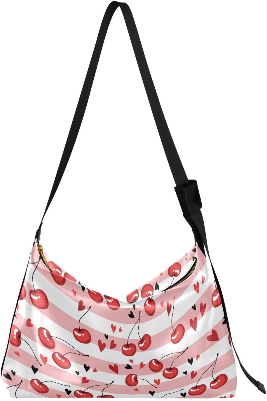Juicy and Ripe Cherries Hobo Crossbody Bags for Women Leather Large Shoulder Bag Cross Body Trendy Womens Tote Bags Handbag for Travel Shopping