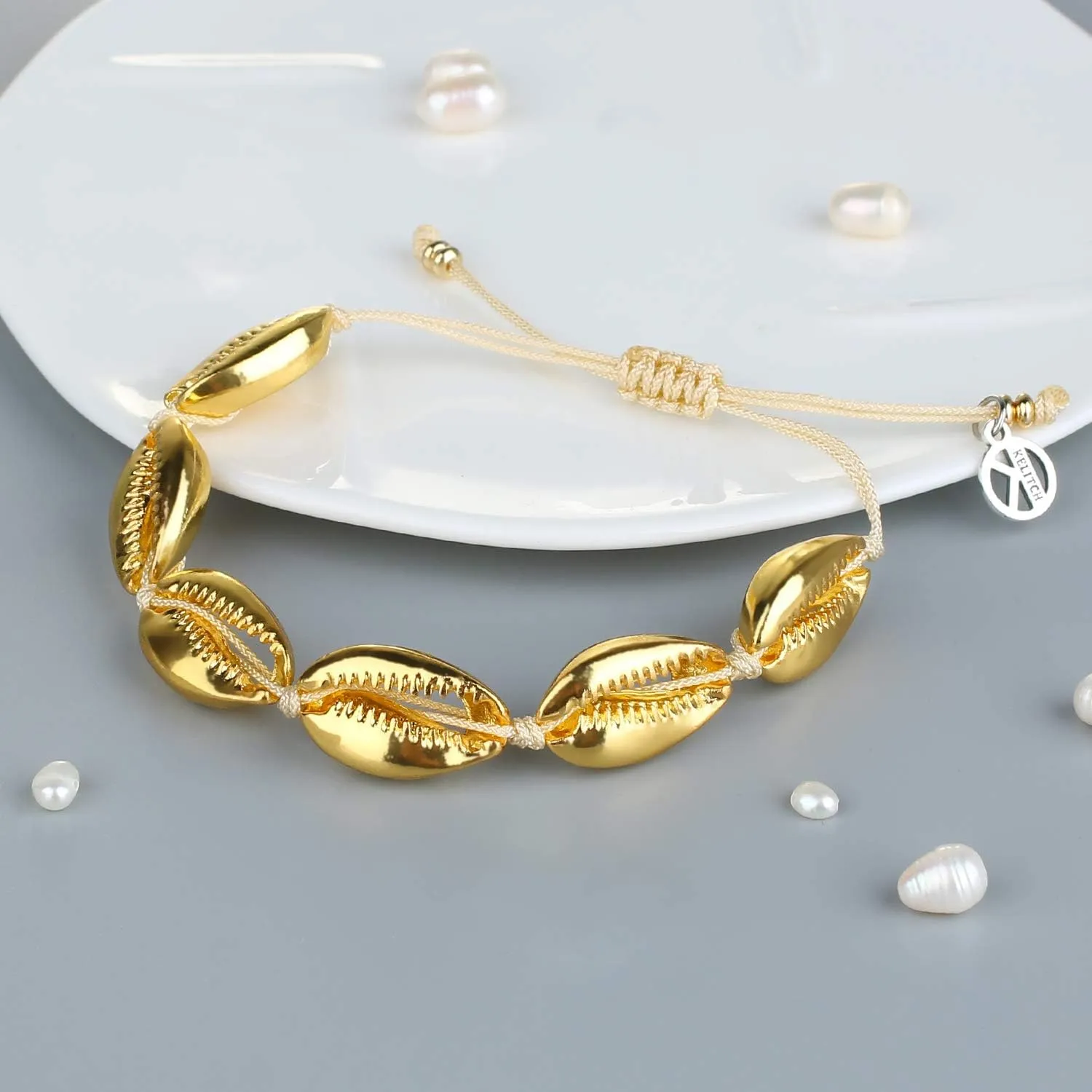 KELITCH Gold Sea Shell Bracelet Handmade Boho Cowry Beads Charm Bracelets Women Beach Jewelry