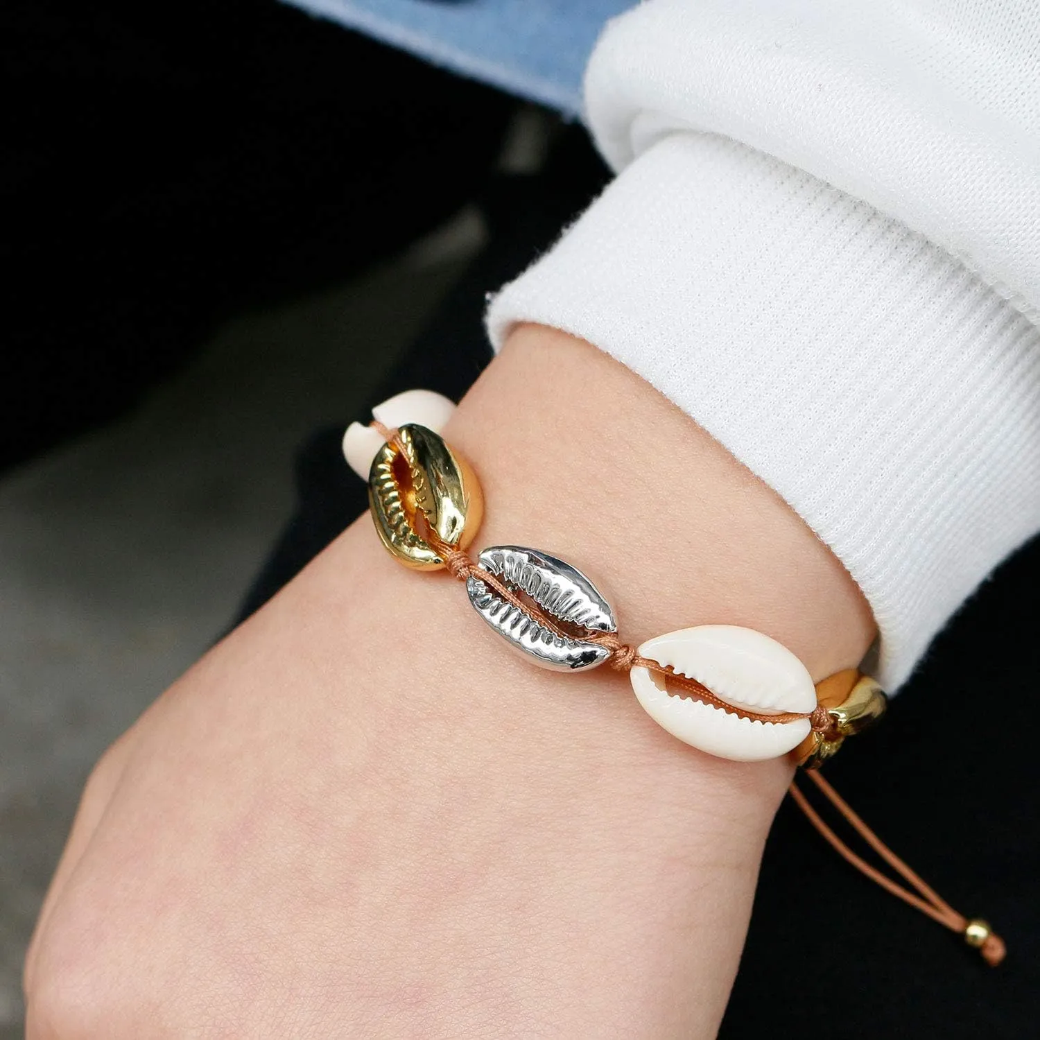 KELITCH Gold Sea Shell Bracelet Handmade Boho Cowry Beads Charm Bracelets Women Beach Jewelry