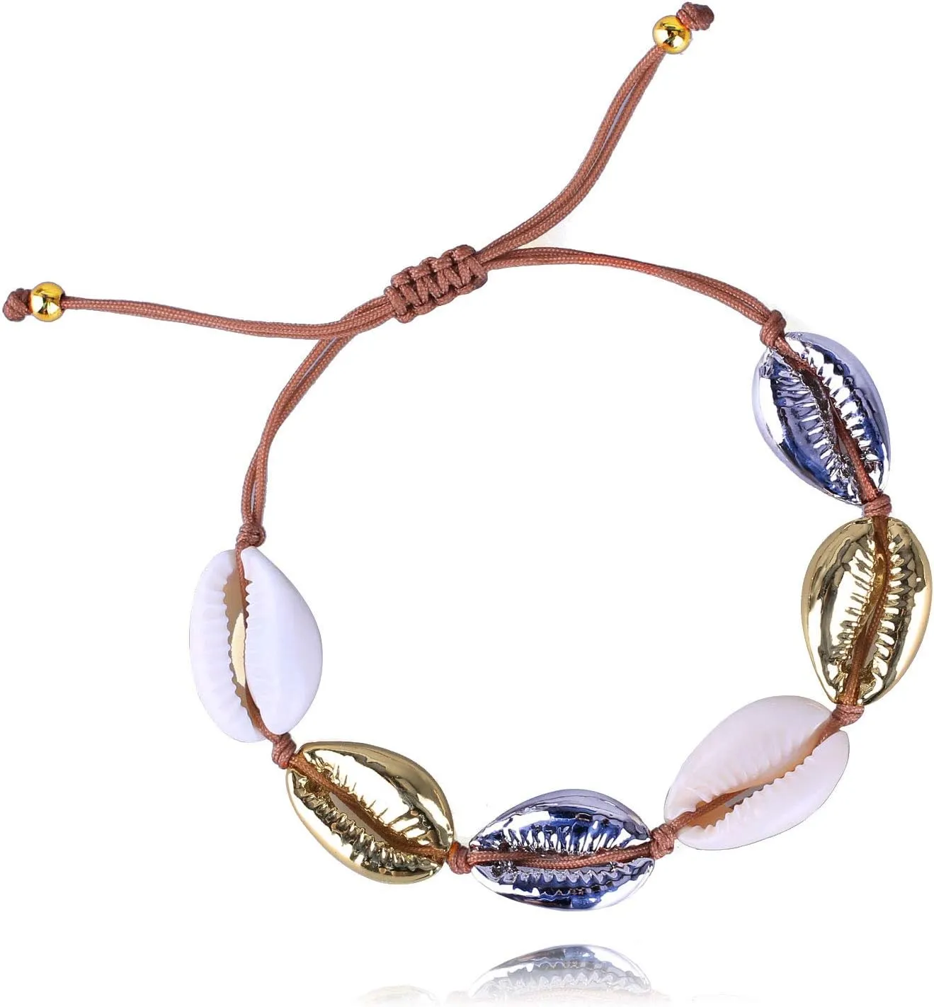 KELITCH Gold Sea Shell Bracelet Handmade Boho Cowry Beads Charm Bracelets Women Beach Jewelry