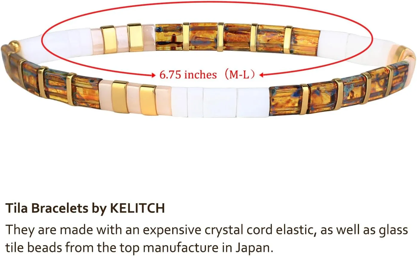 KELITCH New Women Tila Beads Bracelets Colorful Friendship Stackable Stretch Bracelets