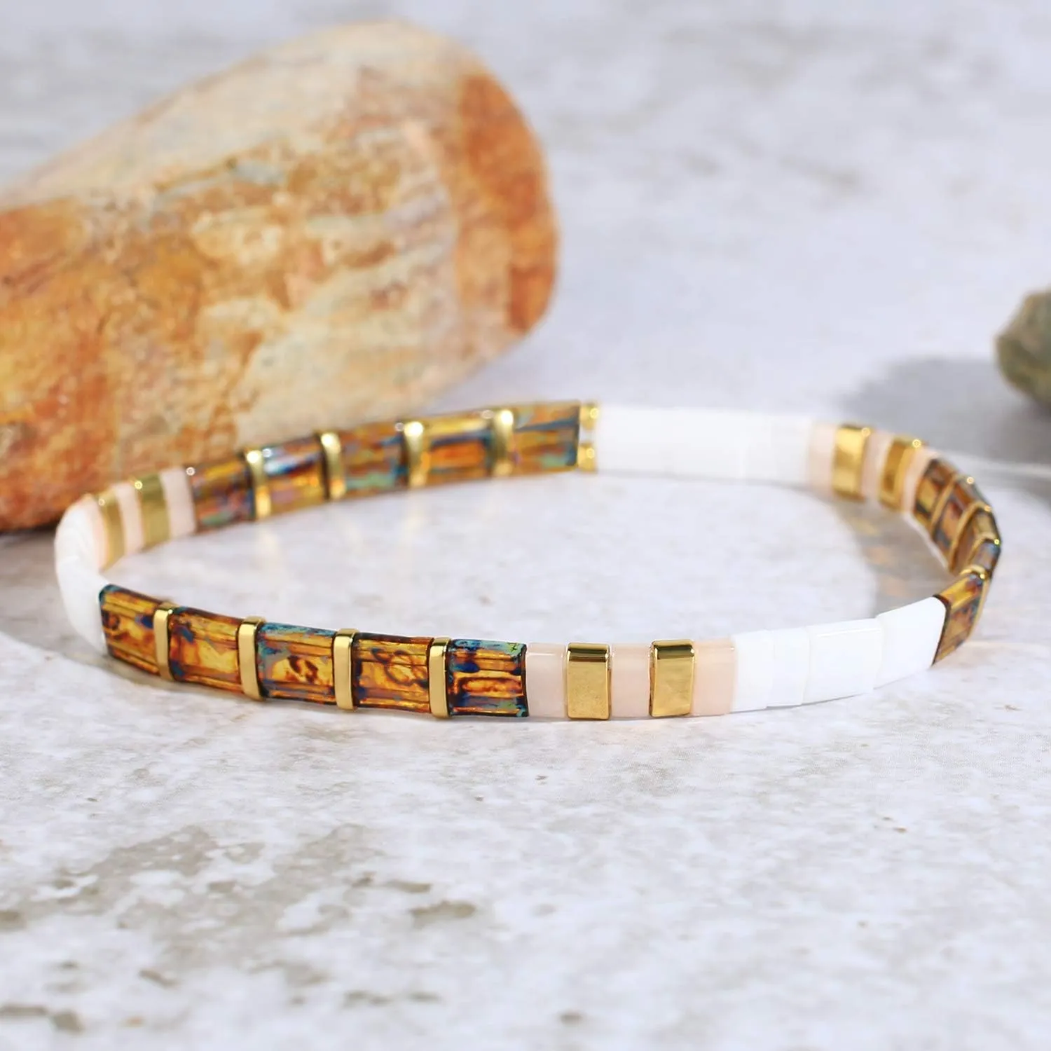 KELITCH New Women Tila Beads Bracelets Colorful Friendship Stackable Stretch Bracelets
