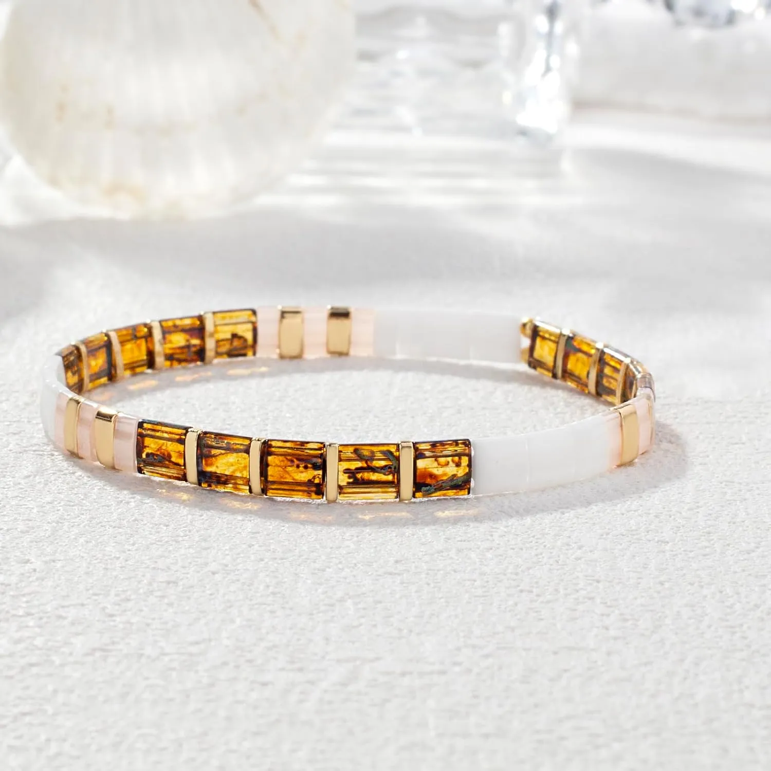 KELITCH New Women Tila Beads Bracelets Colorful Friendship Stackable Stretch Bracelets