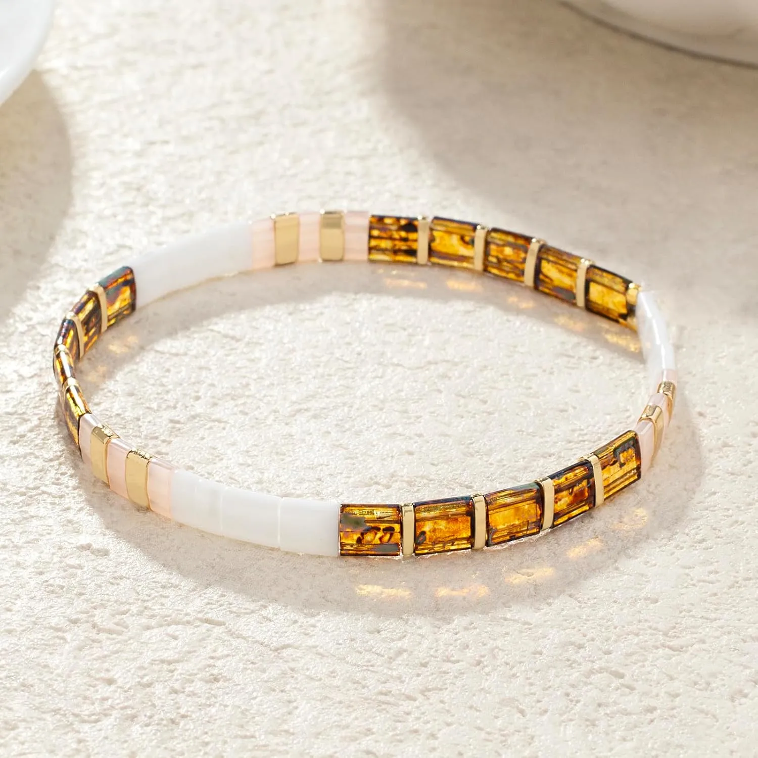 KELITCH New Women Tila Beads Bracelets Colorful Friendship Stackable Stretch Bracelets