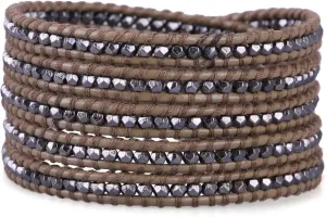 KELITCH Turquoise Friendship Bracelets Gun Black Mix Beaded 5 Wrap Bracelet Braided punk Bracelets