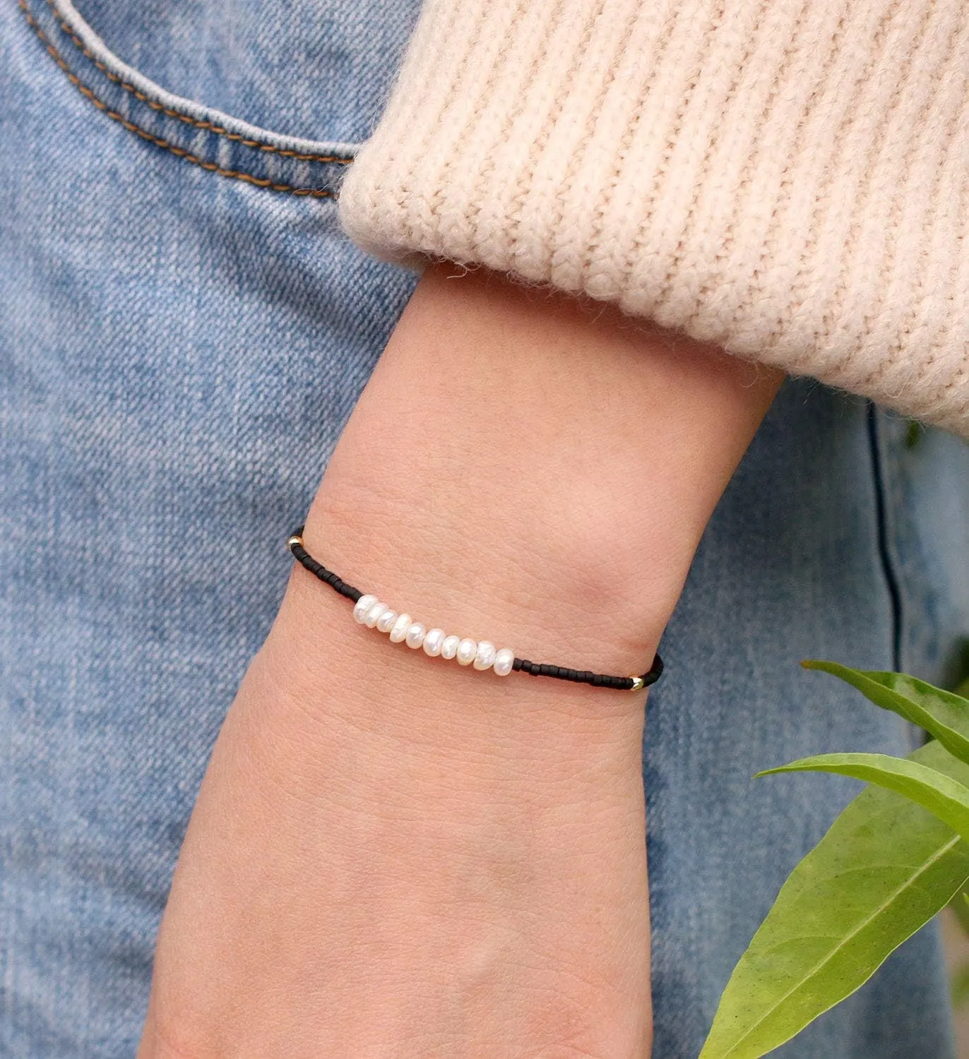 KELITCH Women Pearls Bracelets Handmade Friendship Charm Bracelet Boho Thin Strand Bracelets