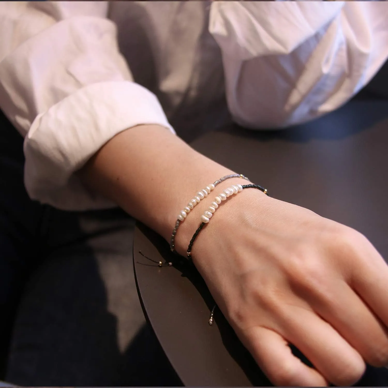 KELITCH Women Pearls Bracelets Handmade Friendship Charm Bracelet Boho Thin Strand Bracelets