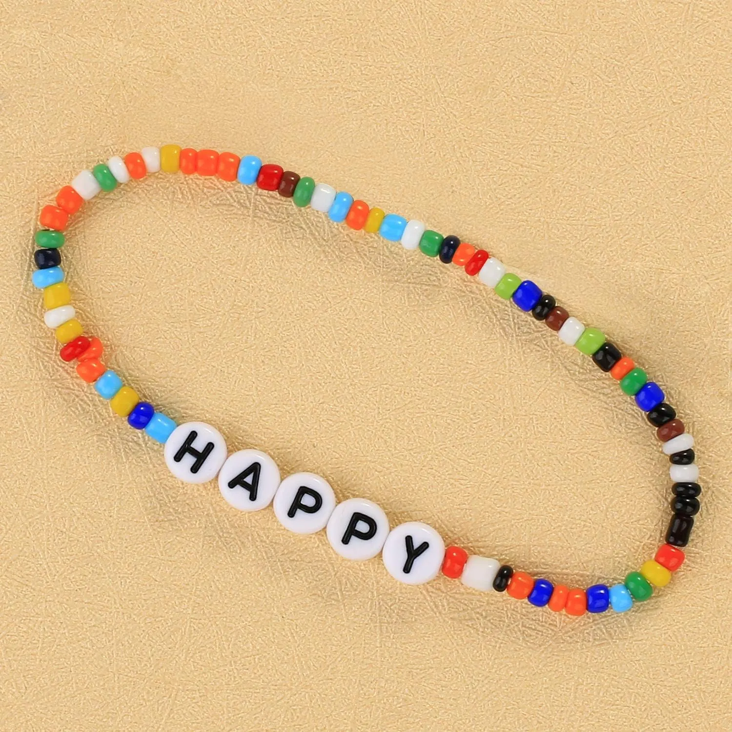 KELITCH Women Rainbow Pearls Bracelets Evil Eye Stretch Bracelet Handmade Wrap Cuff Charm Bracelets