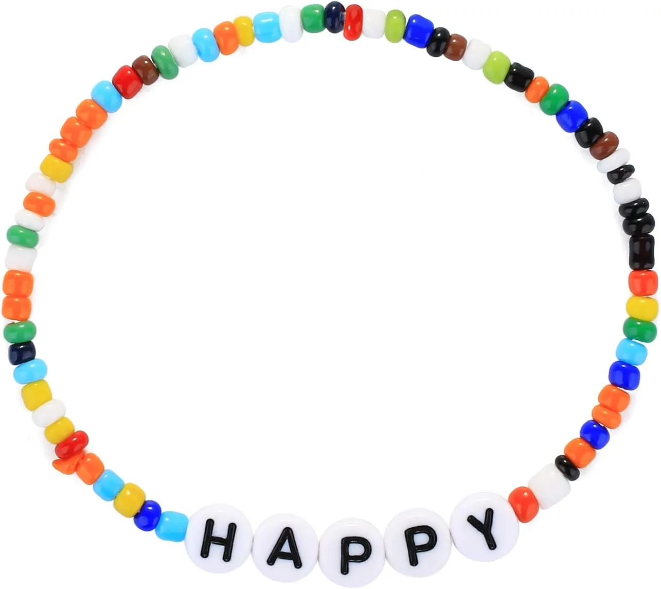 KELITCH Women Rainbow Pearls Bracelets Evil Eye Stretch Bracelet Handmade Wrap Cuff Charm Bracelets