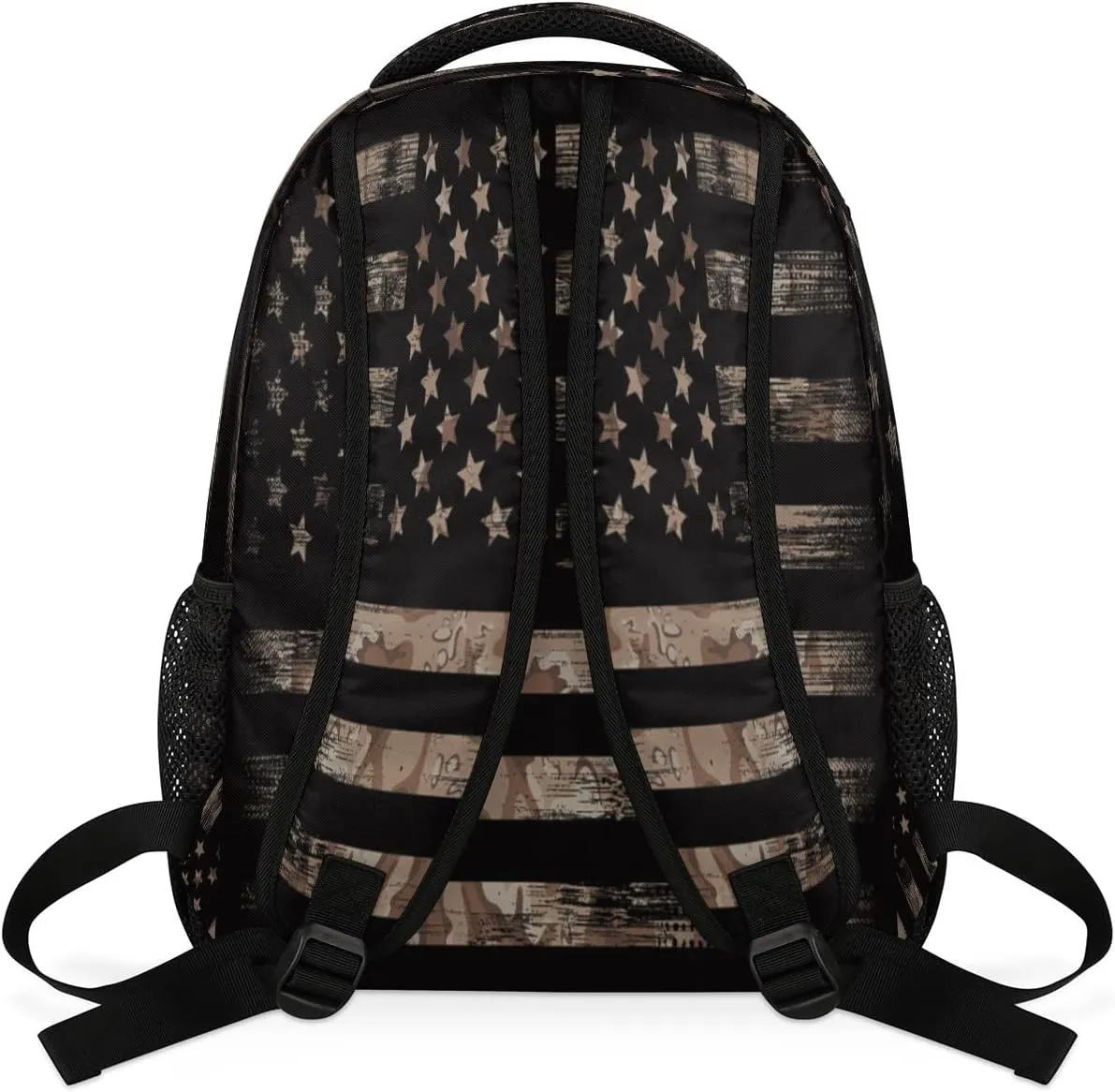 Kids School Backpack for Girls Boys Camo Flag School Bag Large Bookbag Lightweight Elementary Laptop Bag Travel Hiking Daypack