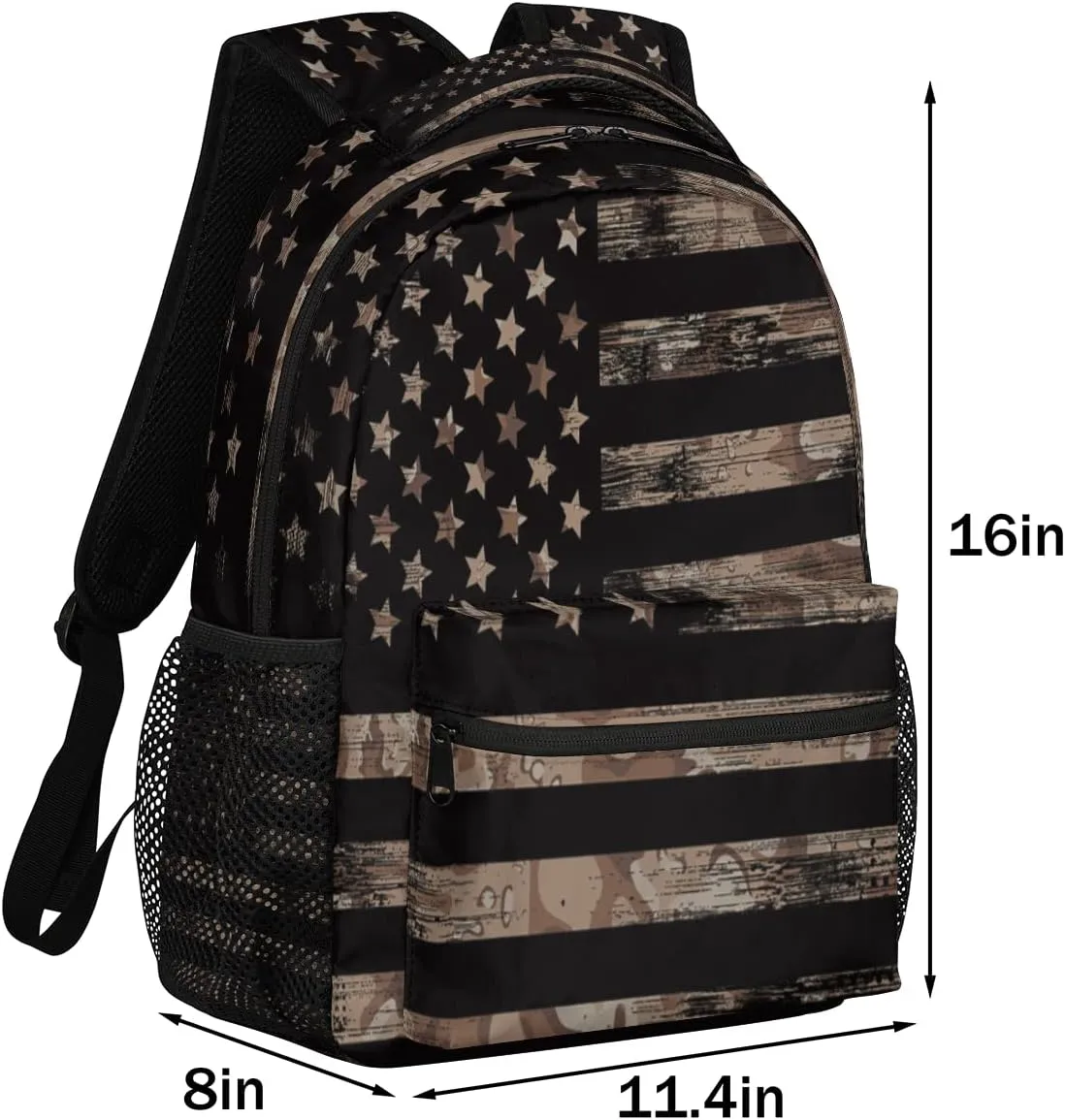 Kids School Backpack for Girls Boys Camo Flag School Bag Large Bookbag Lightweight Elementary Laptop Bag Travel Hiking Daypack