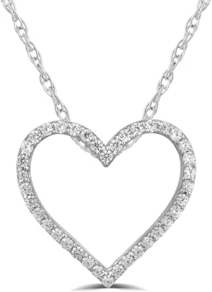 La Joya Adorable 1/4-1 CT TW Lab Grown Diamond Heart Necklace For Women | 925 Sterling Silver Diamond Pendant Necklace for Women | Accompanied By An Adjustable Sterling Silver Chain