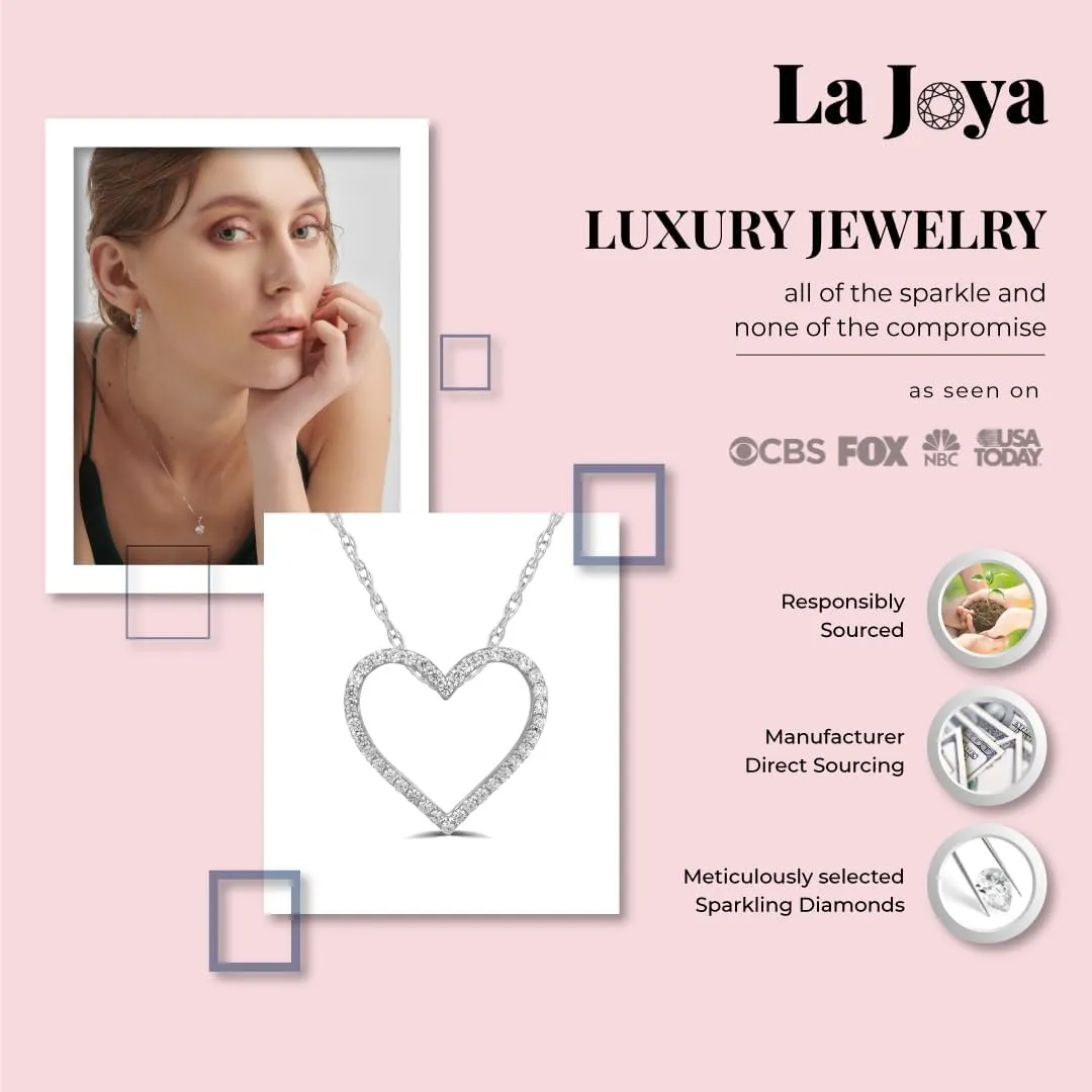 La Joya Adorable 1/4-1 CT TW Lab Grown Diamond Heart Necklace For Women | 925 Sterling Silver Diamond Pendant Necklace for Women | Accompanied By An Adjustable Sterling Silver Chain
