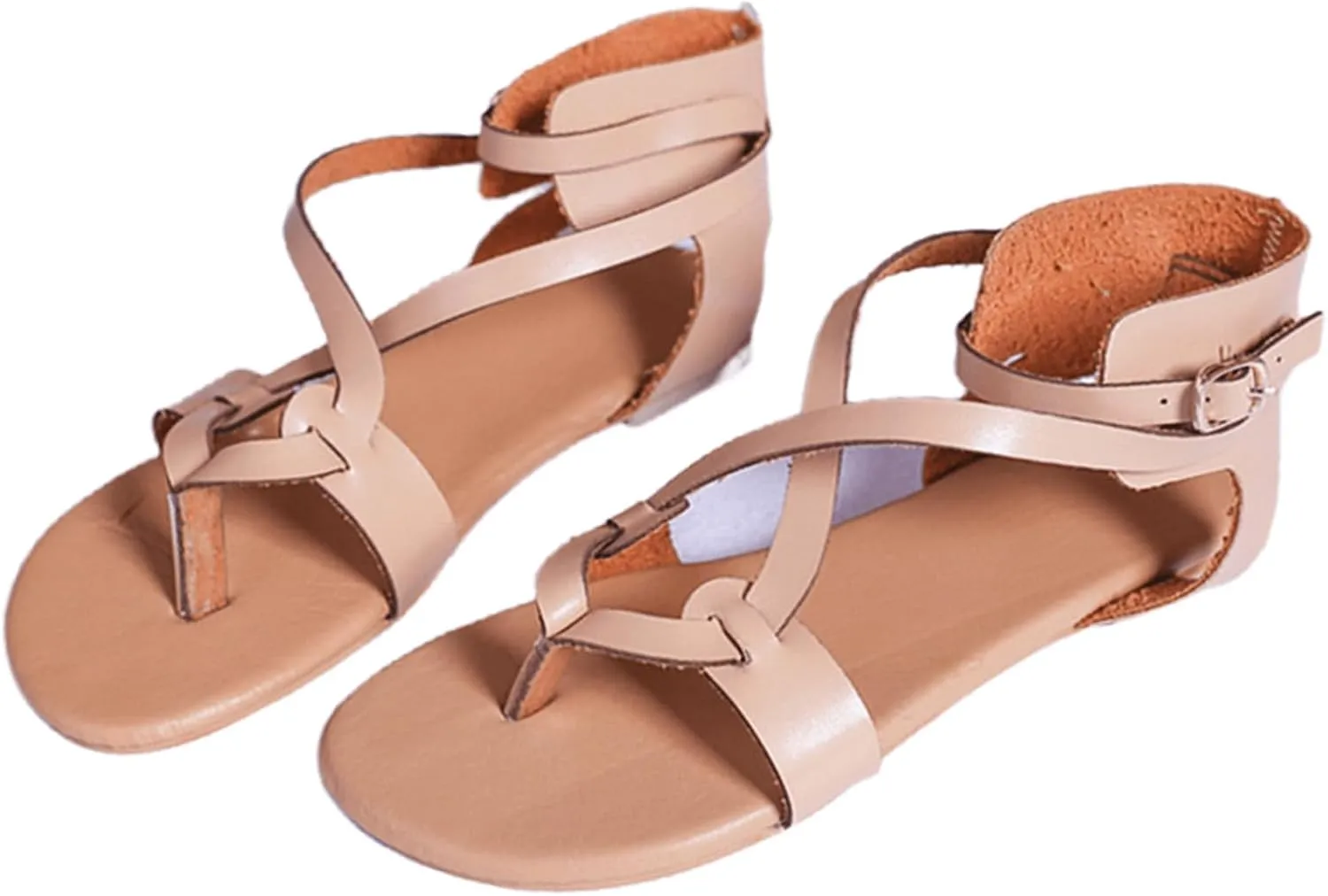 Ladmiple Sandals for Women Dressy,Womens Summer Cute Flip Flops Gladiator Strappy Sandal Casual Roman Beach Flat Shoes