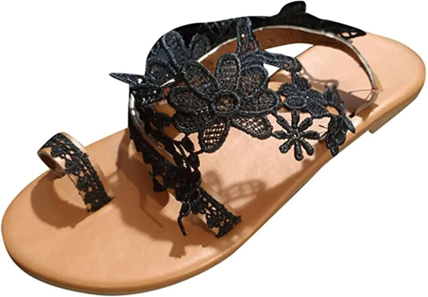 Ladmiple Sandals Women Dressy Summer Floral Beaded Open Toe Gladiator Sandal Causal Beach Travel Slippers Flats Shoes