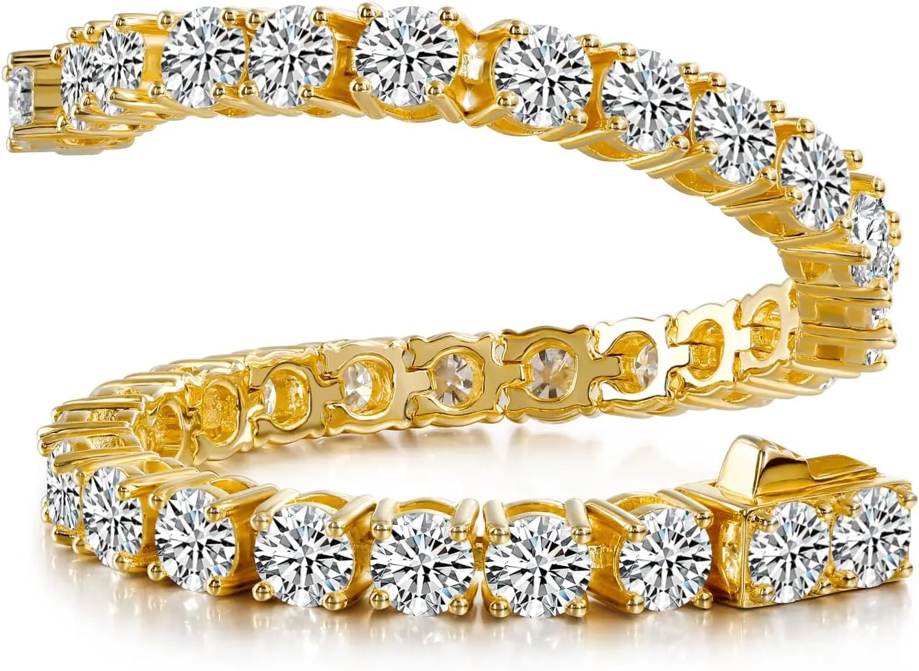 LANE WOODS Simulated Diamond Moissanite Tennis Bracelets for Women: 14K Gold Plated 925 Sterling Silver Bracelets for Woman Men