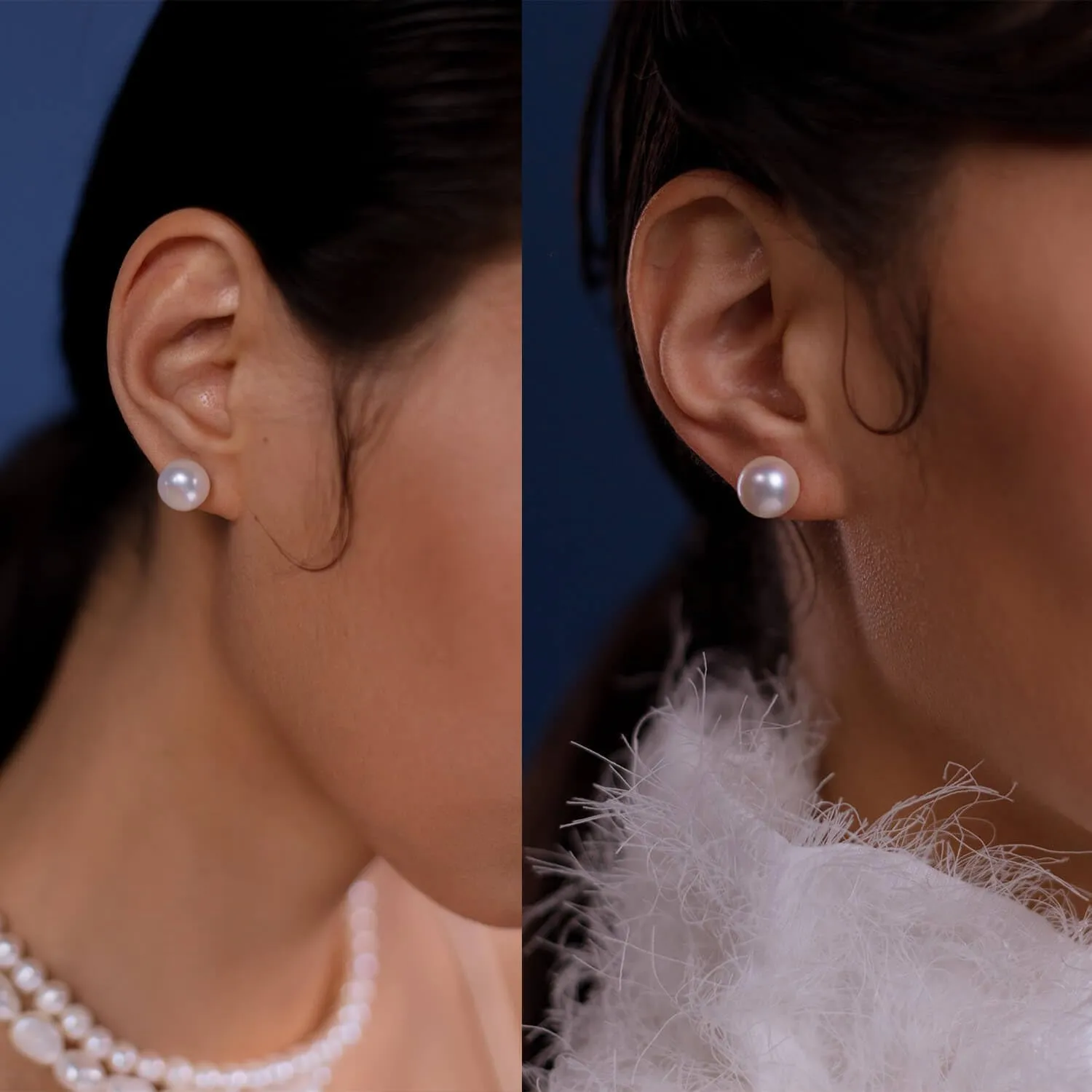 Lantine Pearl Stud Earrings-925 Sterling Silver Genuines Freshwater Cultured Pearl Earrings Studs For Women Size Choose