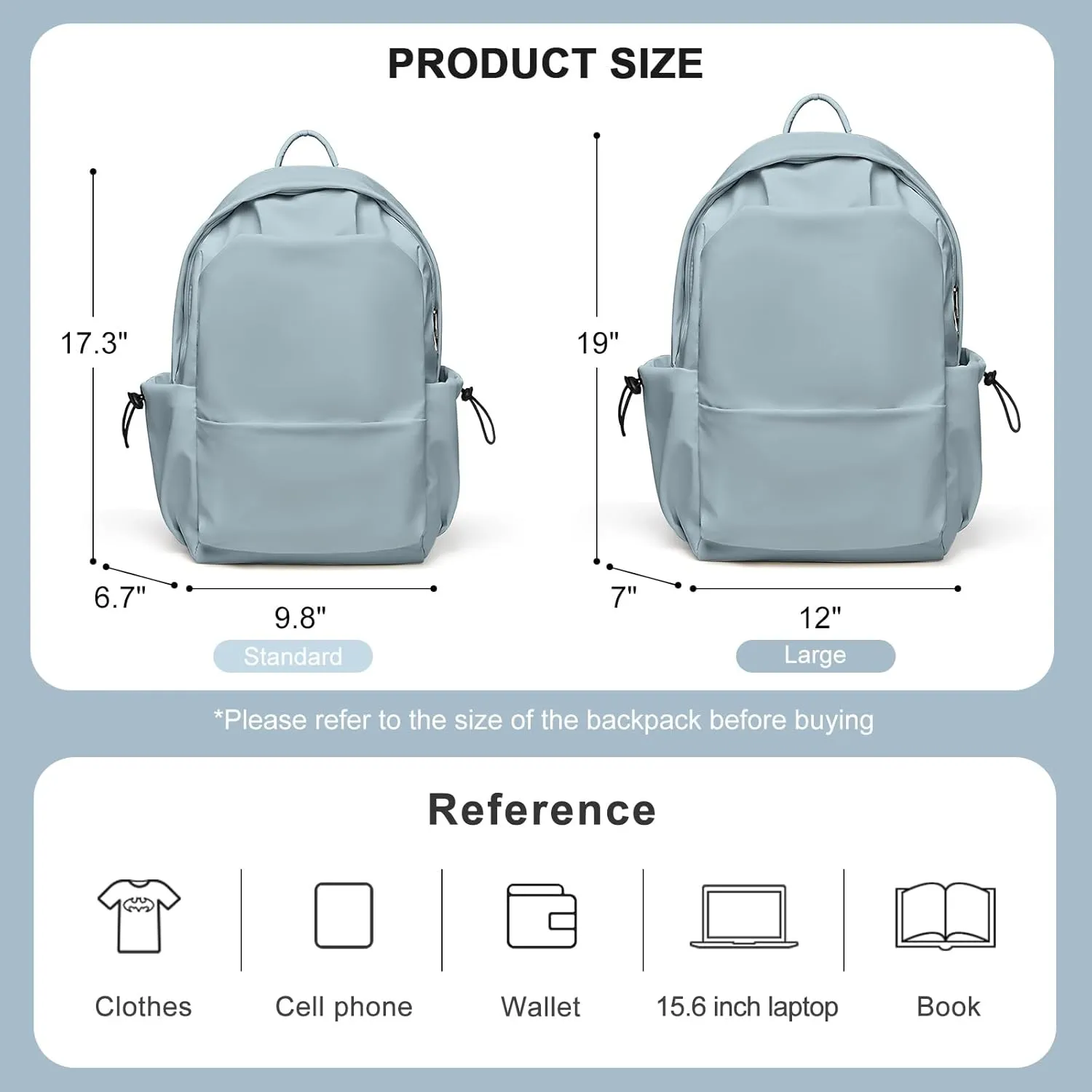 Large Backpacks for School Bag School Backpack for College Backpacks Bookbag for Women Waterproof Gym Backpack for Men Book Bags Small Simple Backpack Blue