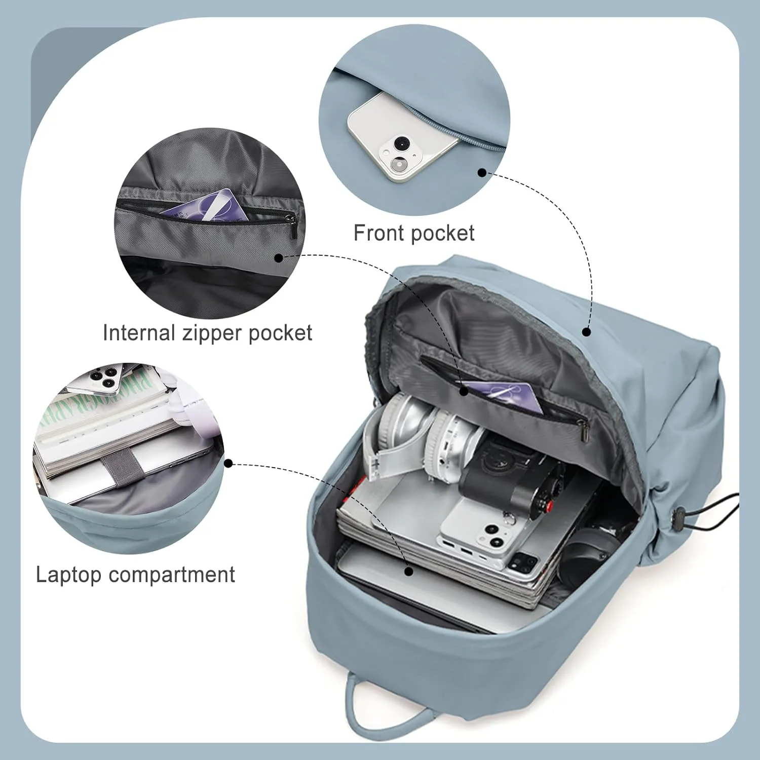 Large Backpacks for School Bag School Backpack for College Backpacks Bookbag for Women Waterproof Gym Backpack for Men Book Bags Small Simple Backpack Blue