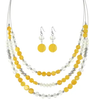 Layered Beaded Statement Necklaces with Earrings Multi Strand Crystal Beads Choker Necklaces for Women Fashion Costume Jewelry Party Gifts