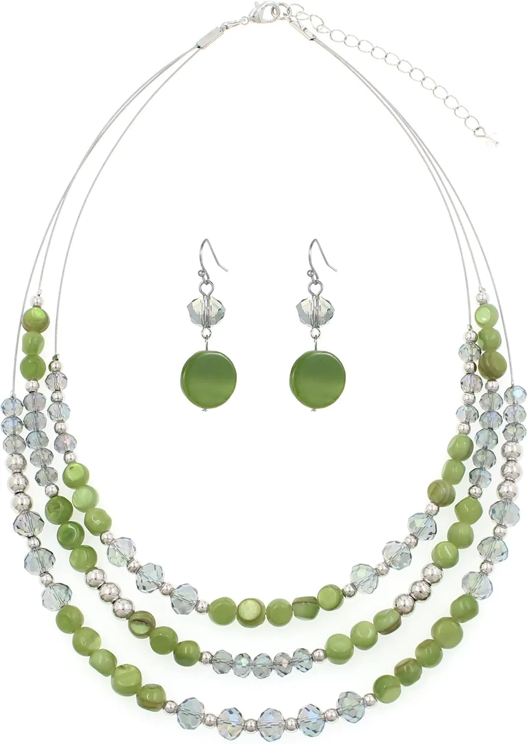 Layered Beaded Statement Necklaces with Earrings Multi Strand Crystal Beads Choker Necklaces for Women Fashion Costume Jewelry Party Gifts