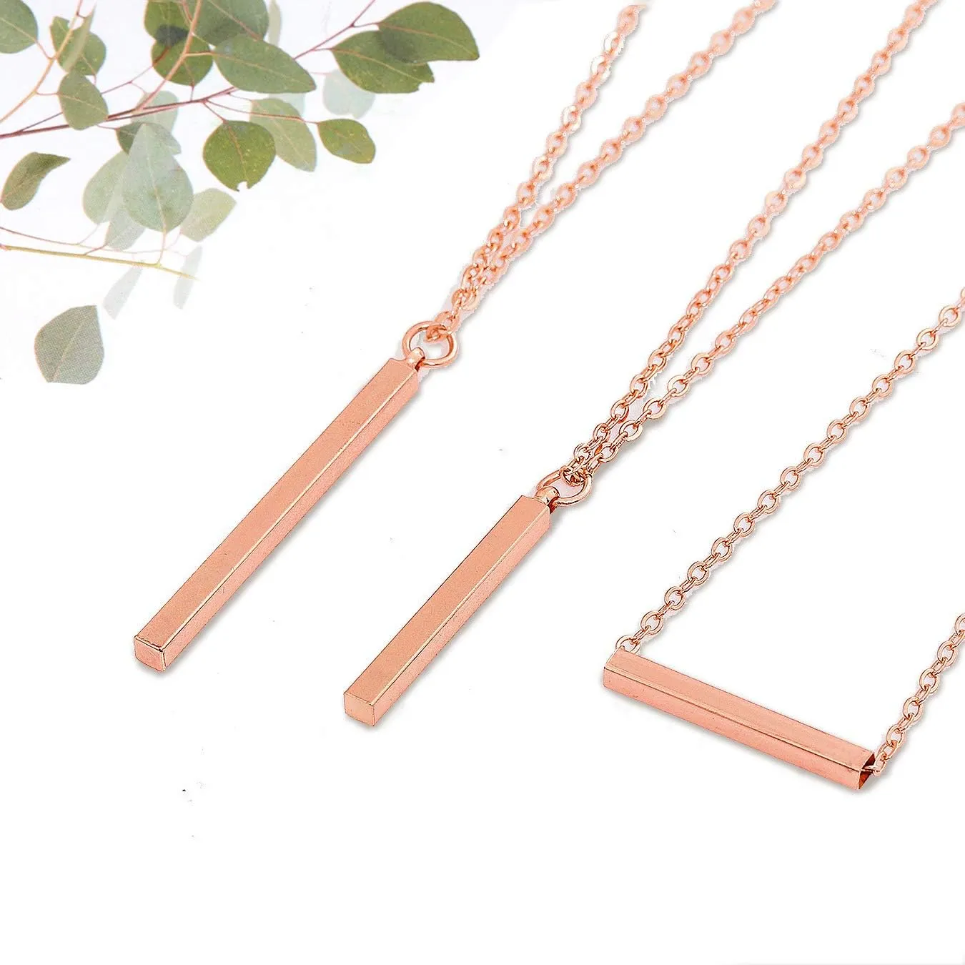 Layered Chain Necklaces for Women Boho Vertical Bar Pendant Necklace Set Minimalist Y Necklaces for Beach Parties Summer Jewelry Set