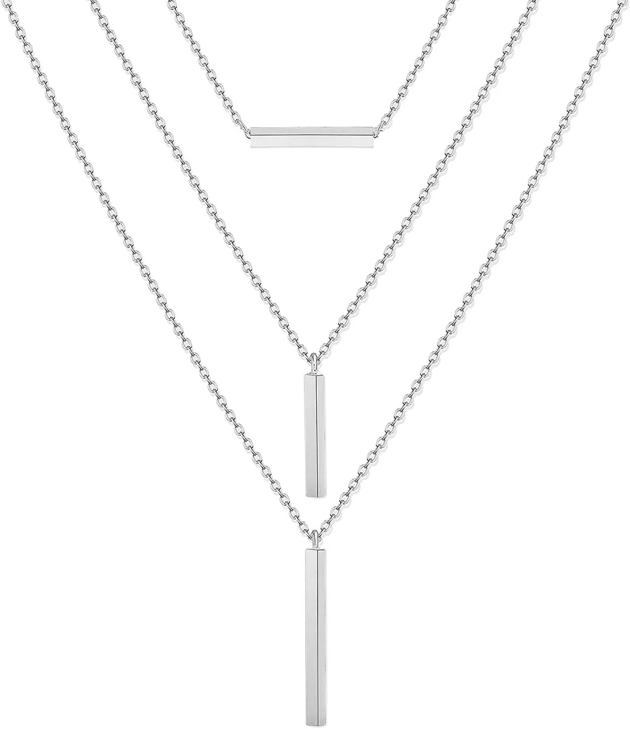 Layered Chain Necklaces for Women Boho Vertical Bar Pendant Necklace Set Minimalist Y Necklaces for Beach Parties Summer Jewelry Set