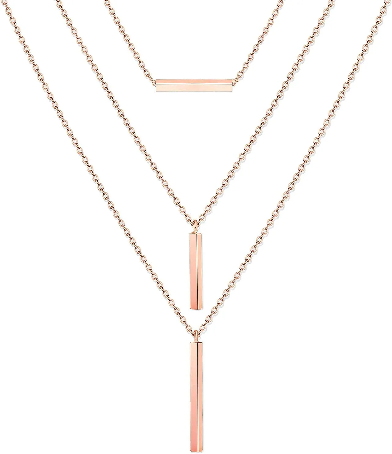 Layered Chain Necklaces for Women Boho Vertical Bar Pendant Necklace Set Minimalist Y Necklaces for Beach Parties Summer Jewelry Set