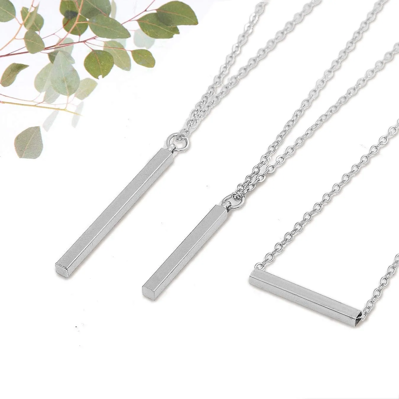 Layered Chain Necklaces for Women Boho Vertical Bar Pendant Necklace Set Minimalist Y Necklaces for Beach Parties Summer Jewelry Set
