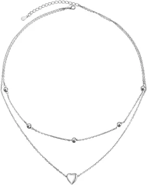 Layered Necklaces for Women S925 Sterling Silver Chokers Necklace for Women Circle/Heart/Double Circle/Cross/Star/Evil Eye Necklace Handmade Bead Necklace Adjustable