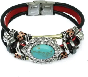 Leather Bracelets for Women Multilayer Bracelets for Women with Genuine Leather Layered Bracelets Boho/Bohemia Style Jewelry for Men and Woman