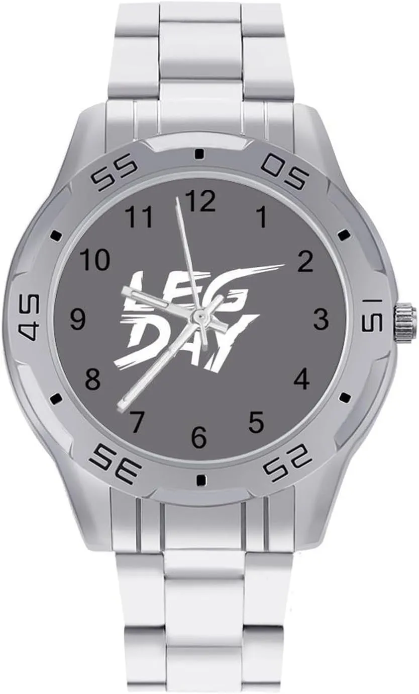 Leg Day Classic Wrist Watches for Men Casual Business Dress Watch with Stainless Steel Band Work Party