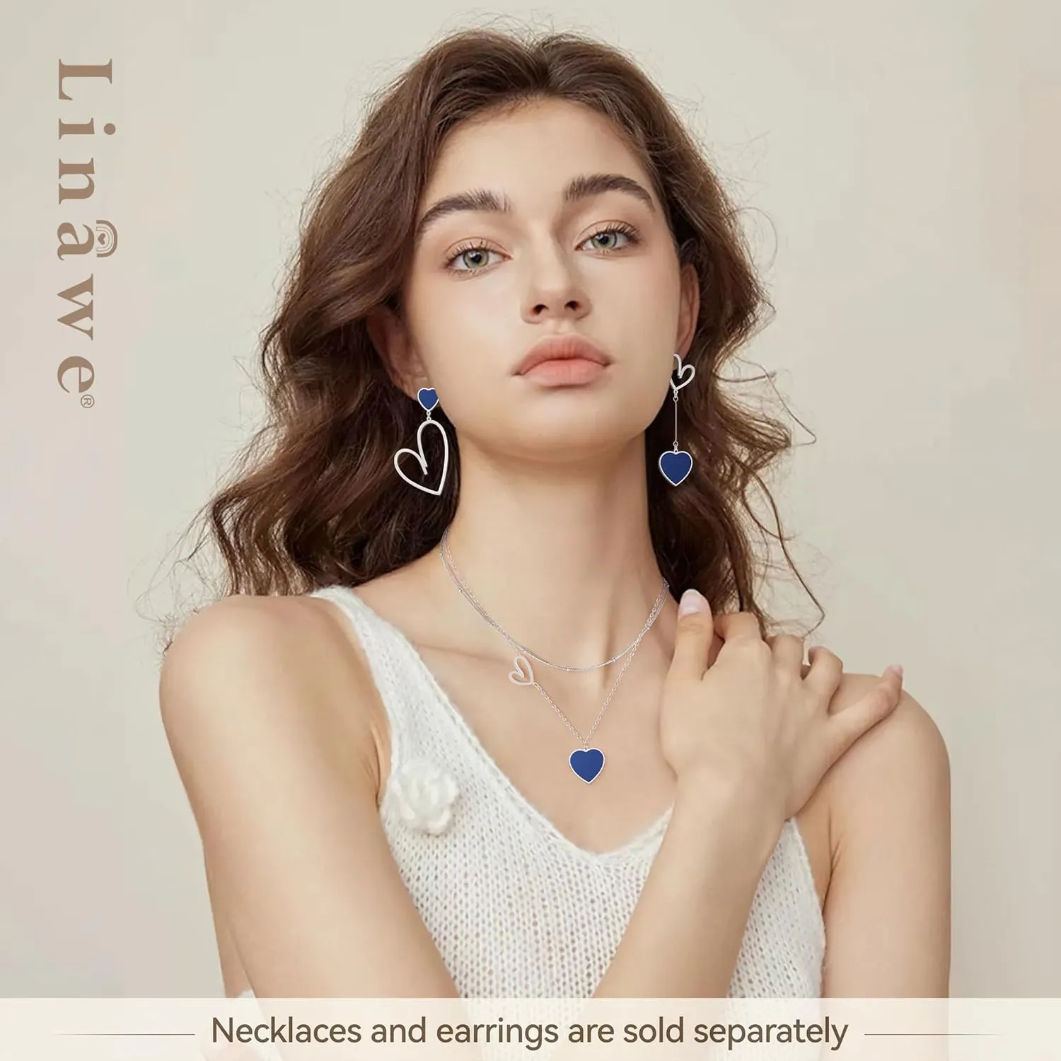 Linawe Titanium Stainless Steel Heart Dangle Earrings for Women - Trendy, Gold/Silver/Rose Gold Big Drop, Mismatched Love, Asymmetrical