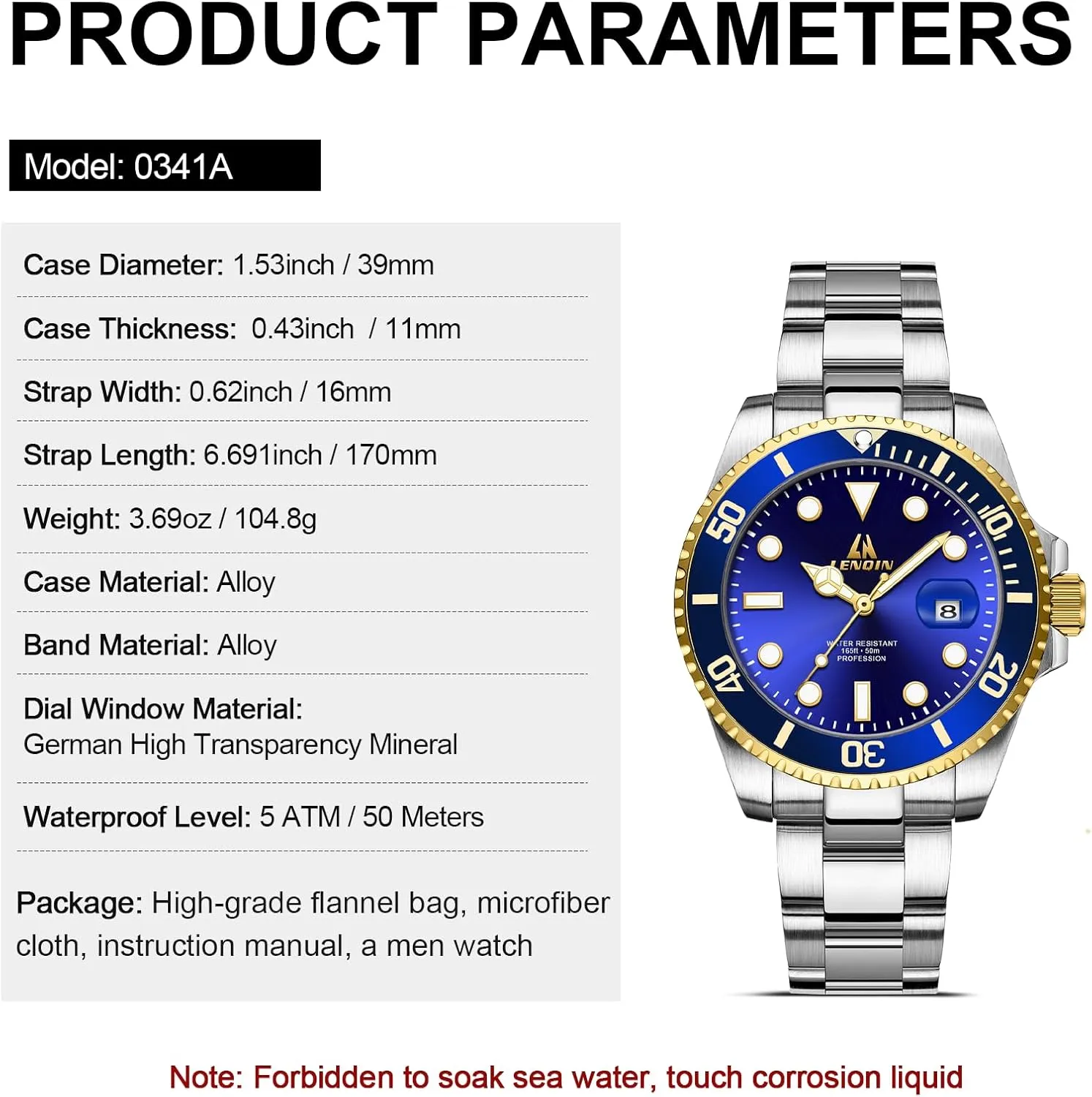 LN LENQIN Mens Watches Stainless Steel Waterproof Analog Quartz Watch for Men with Date Luminous Fashion Wristwatch