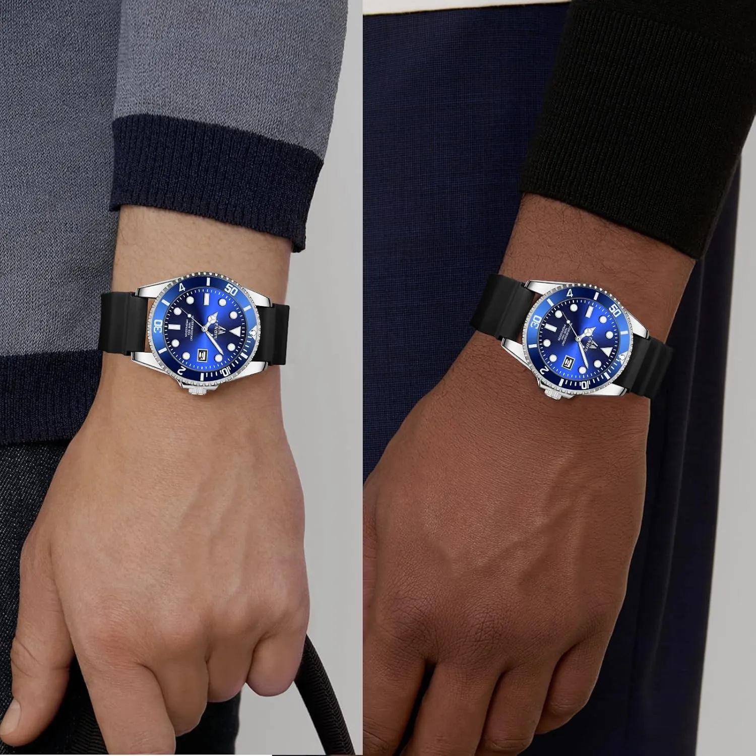 LN LENQIN Mens Watches Stainless Steel Waterproof Analog Quartz Watch for Men with Date Luminous Fashion Wristwatch