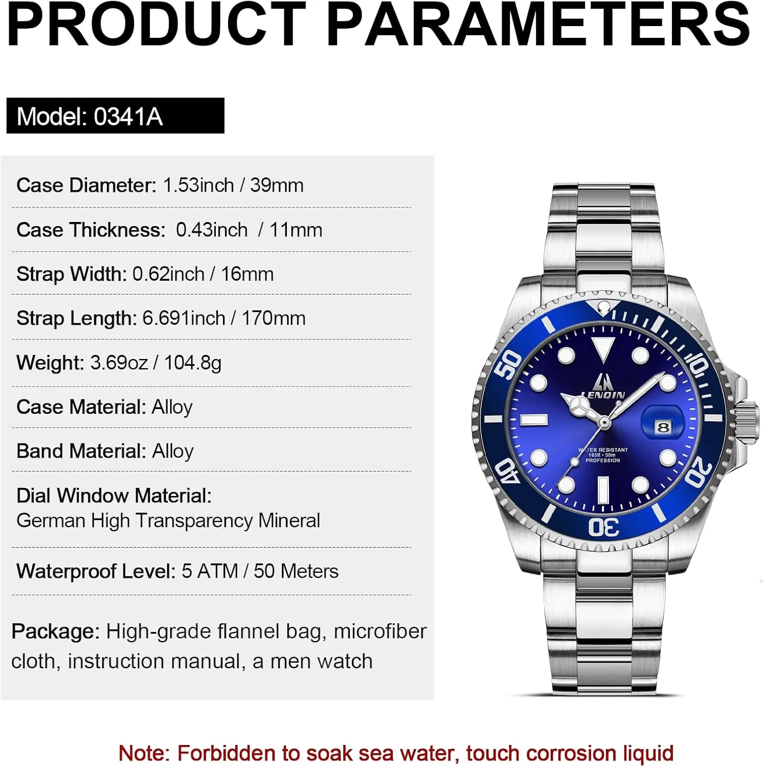 LN LENQIN Mens Watches Stainless Steel Waterproof Analog Quartz Watch for Men with Date Luminous Fashion Wristwatch