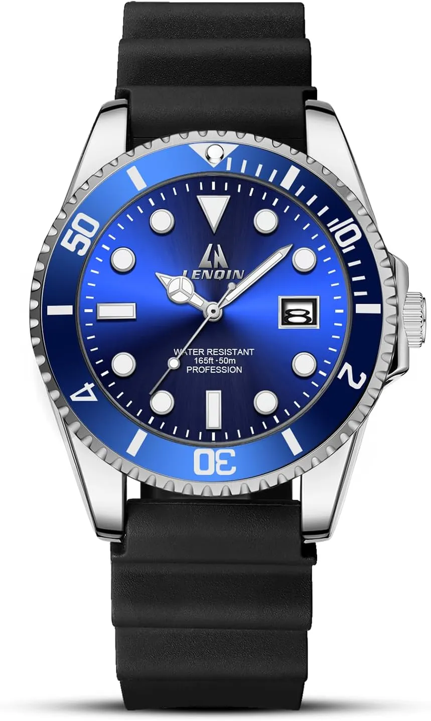 LN LENQIN Mens Watches Stainless Steel Waterproof Analog Quartz Watch for Men with Date Luminous Fashion Wristwatch