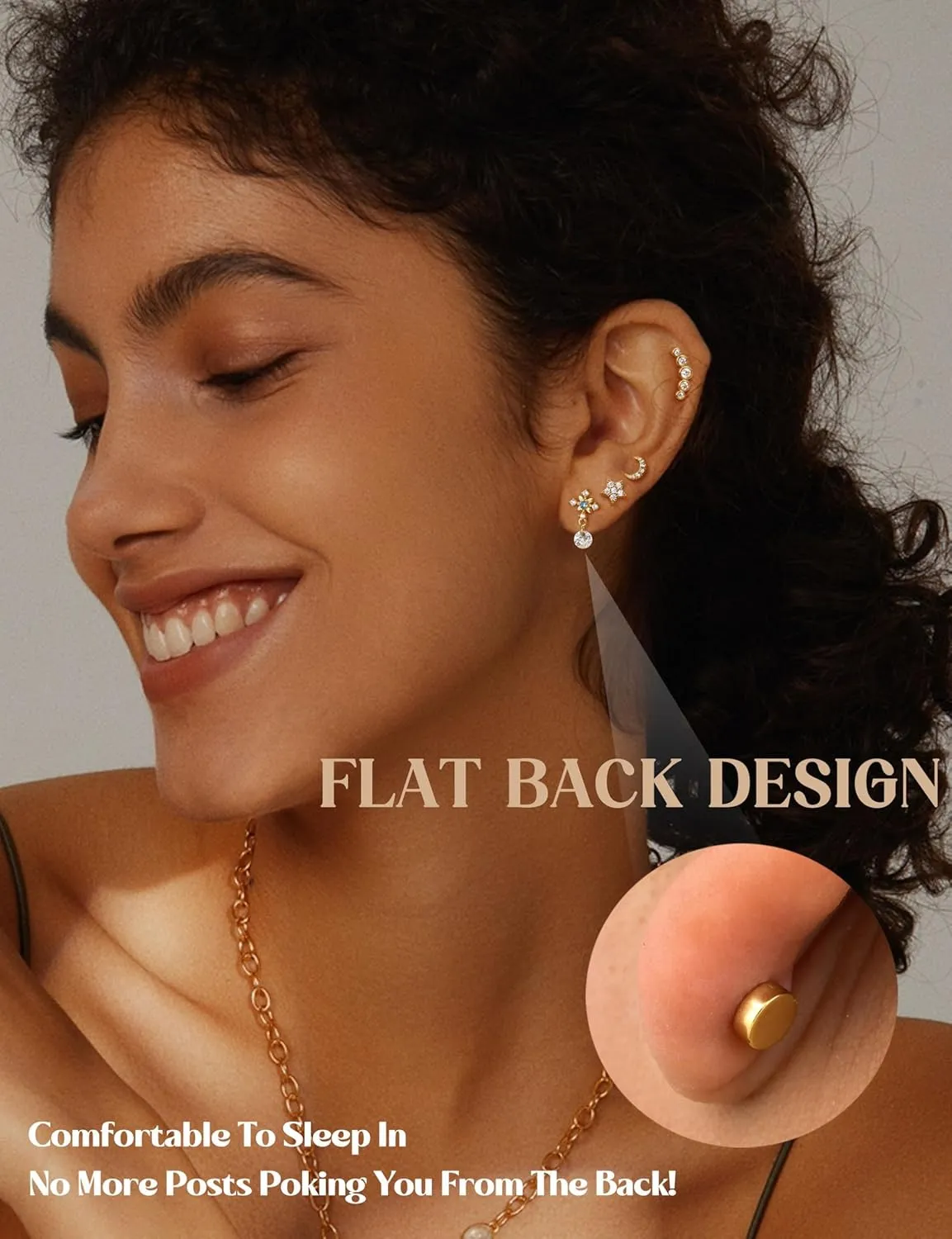 LOLIAS 16 Gauge Cartilage Earrings Helix Earrings for Women Stainless Steel Helix Piercing Jewelry Leaf Butterfly CZ Studs Flat Back Cartilage Earrings