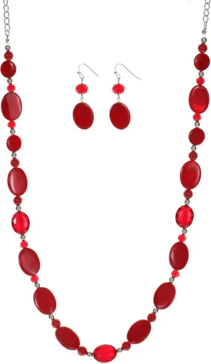 Long Beads Necklaces for Women Glass Crystal Beads Sweater Chain Statement Necklaces with Colorful Beads Fashion Jewelry Necklace and Earrings Set