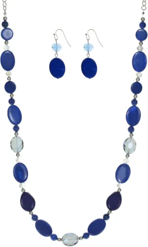 Long Beads Necklaces for Women Glass Crystal Beads Sweater Chain Statement Necklaces with Colorful Beads Fashion Jewelry Necklace and Earrings Set