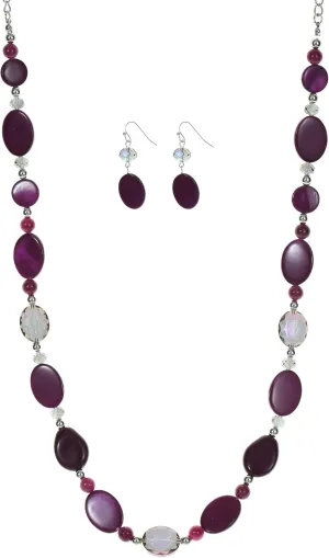 Long Beads Necklaces for Women Glass Crystal Beads Sweater Chain Statement Necklaces with Colorful Beads Fashion Jewelry Necklace and Earrings Set