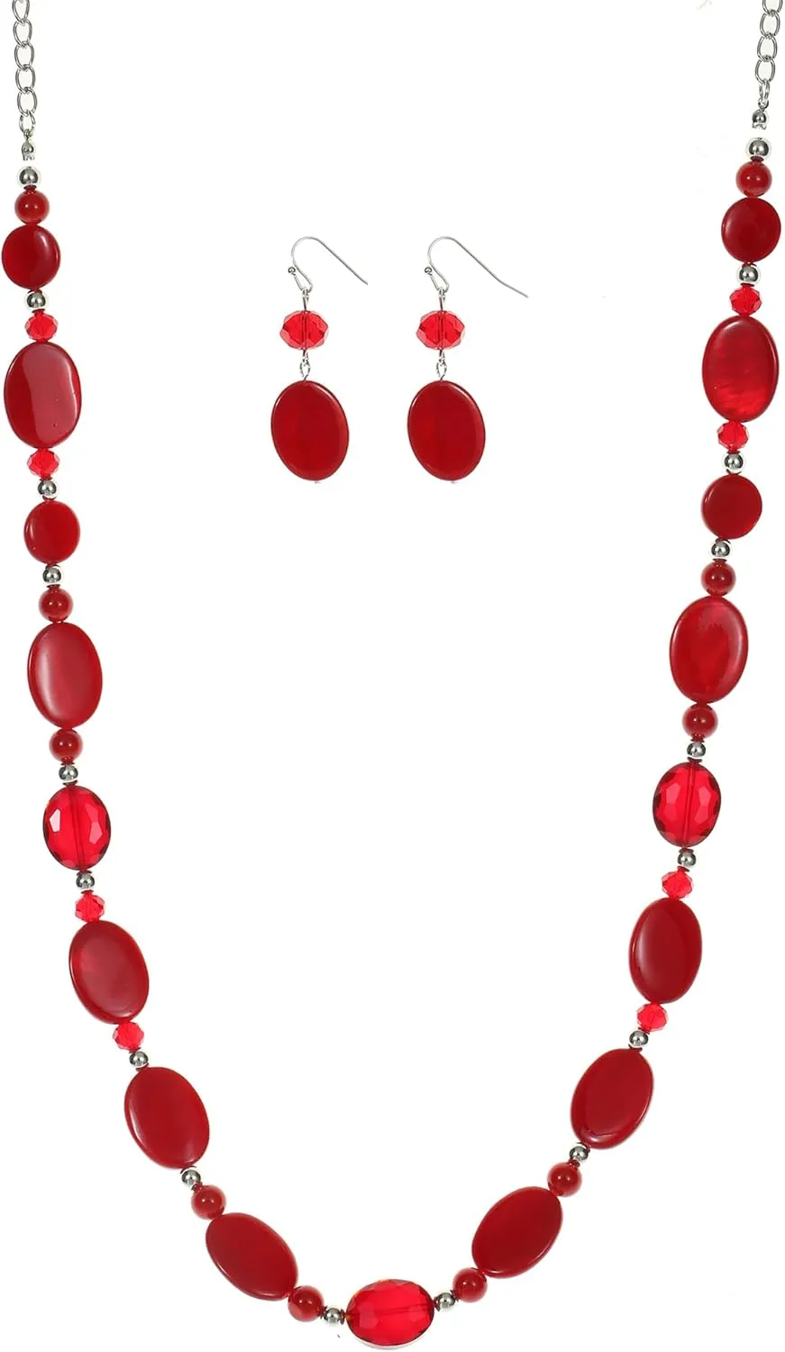 Long Beads Necklaces for Women Glass Crystal Beads Sweater Chain Statement Necklaces with Colorful Beads Fashion Jewelry Necklace and Earrings Set