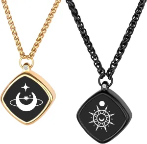 Long Distance Touch Necklaces Jewelry Set Vibration&Light up, Send SOS SMS, Remote Smart Matching Couples Necklace for Lovers Family Friends Festival Boyfriend Girlfriend Relationship Gifts Gold