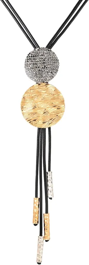 Long Necklaces Retractable Sweater Chain for Woman | Tassel Pendant Necklaces | Gold Silver PU Leather Rope Y Necklace for Teens Girl Gifts
