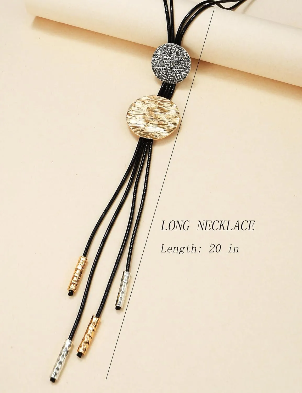 Long Necklaces Retractable Sweater Chain for Woman | Tassel Pendant Necklaces | Gold Silver PU Leather Rope Y Necklace for Teens Girl Gifts