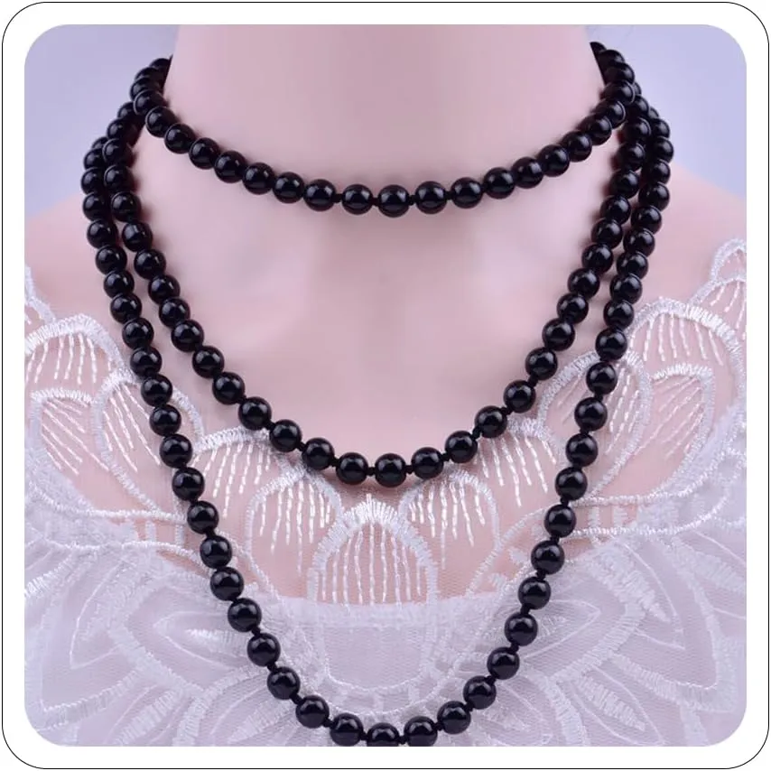 Long Pearl Necklaces for Women Faux Pearl Dangle Necklace Chunky Bead Layered Pearl Necklace Wedding Bridal 60" Pearl Necklace 1920s Gatsby Costume Jewelry